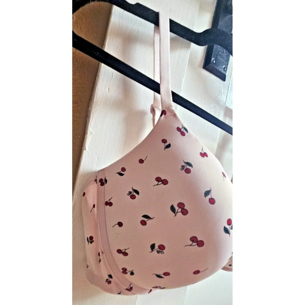 Victoria's Secret PINK everywhere Push-Up bra pink tulip cherry print 38DD